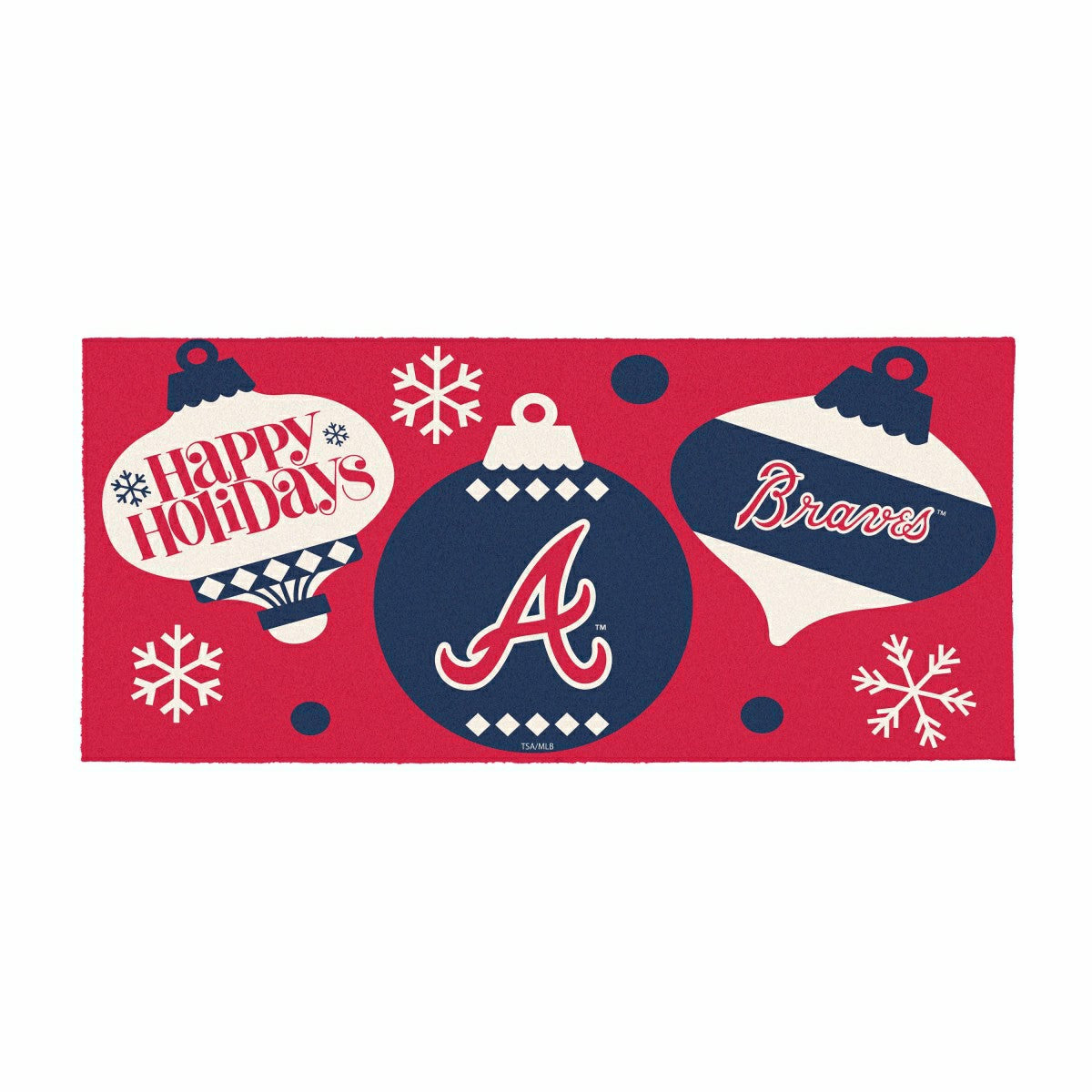 Atlanta Braves Holiday Flocked Coir Sassafras Switch Mat, 22"x10", MLB