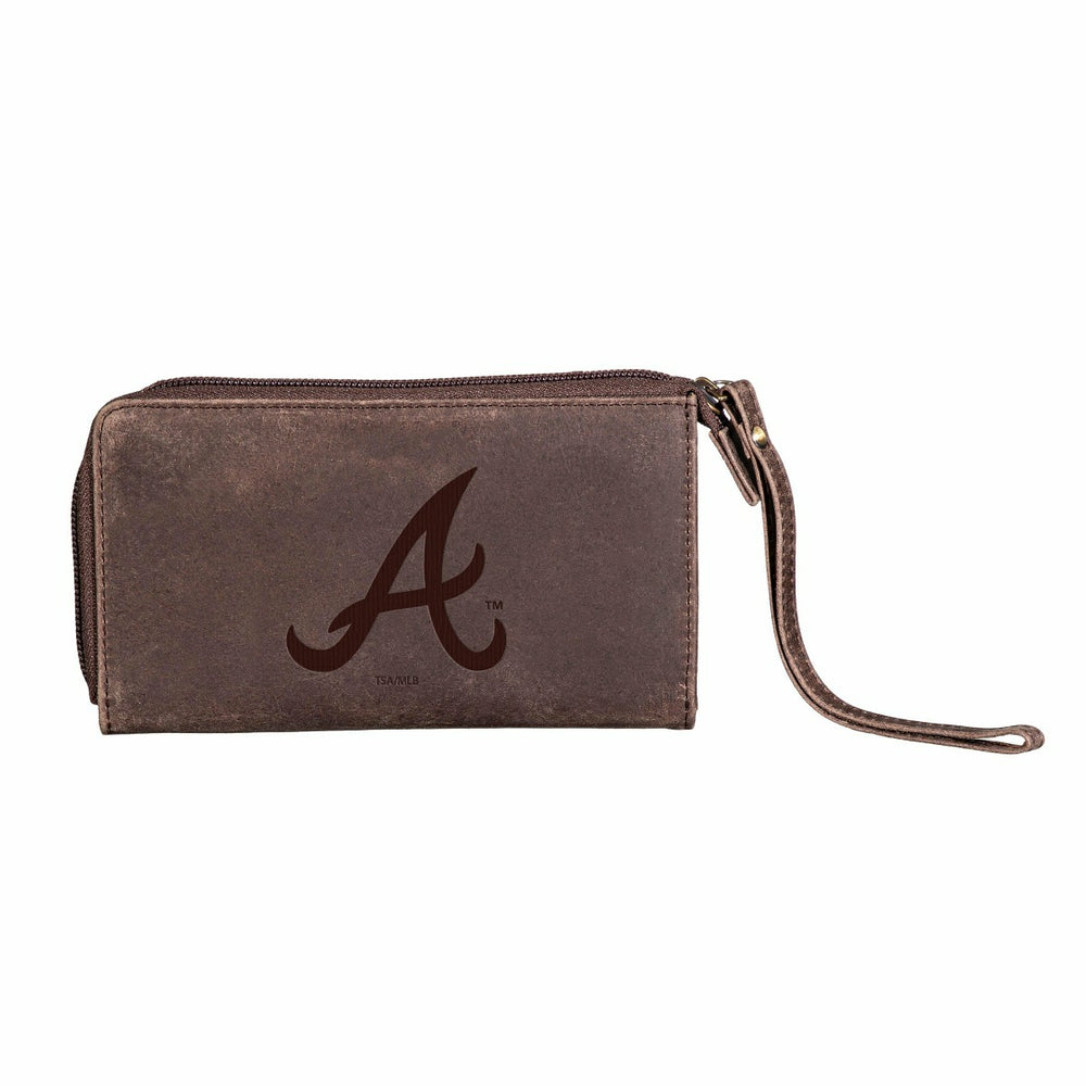 Atlanta Braves Wristlet Wallet Brown, MLB, Home