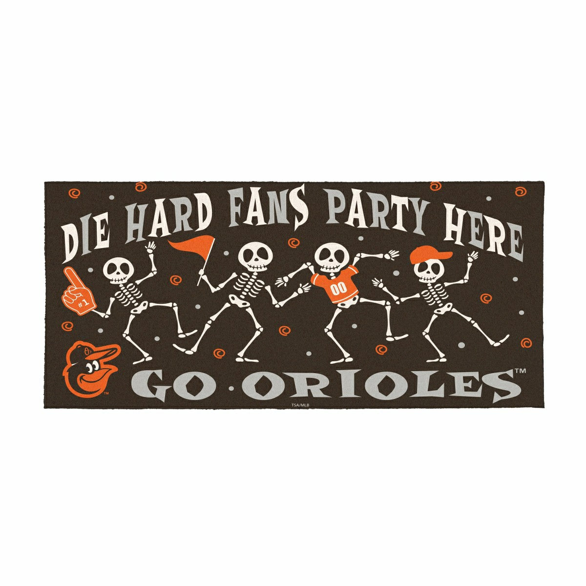 Baltimore Orioles Flocked Coir Halloween Sassafras Switch Mat, 22"x10", MLB
