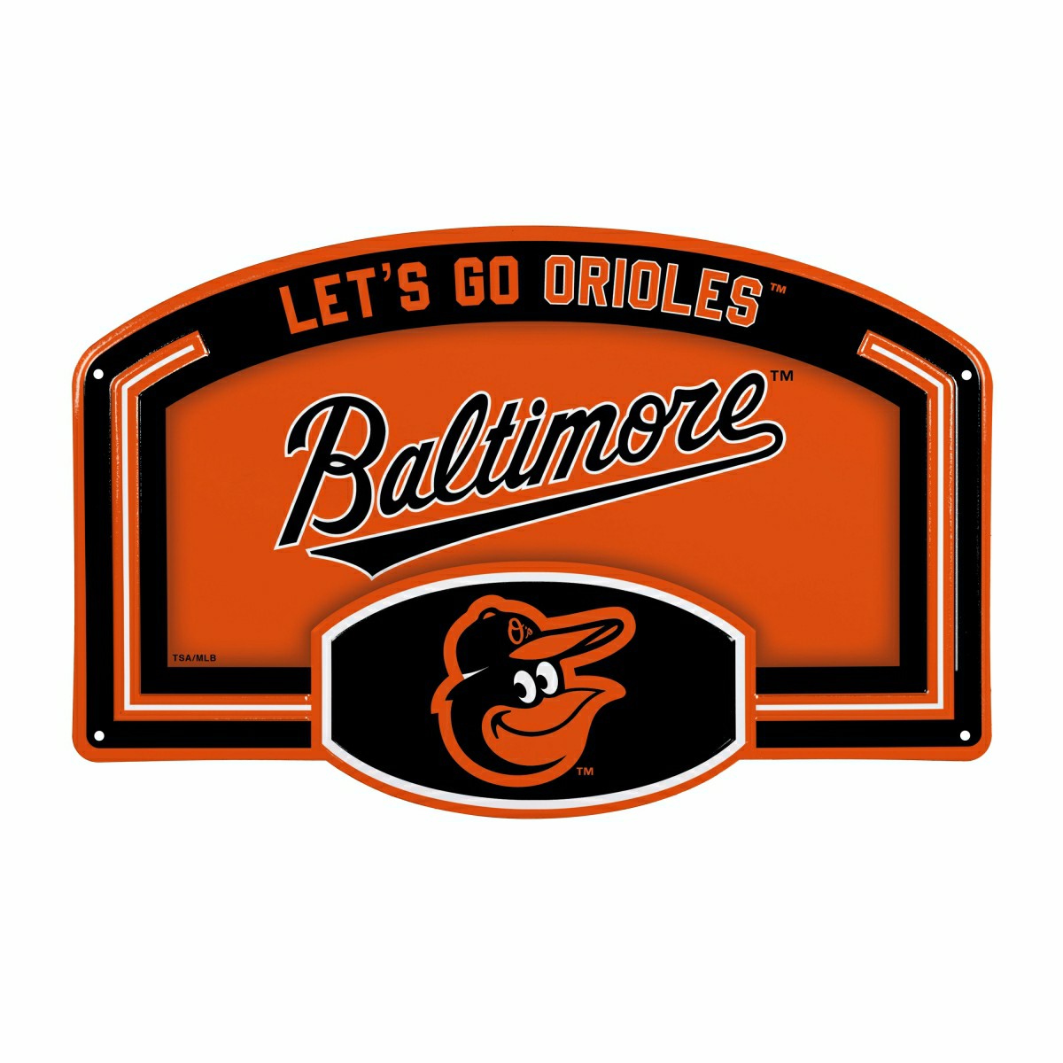 Baltimore Orioles USA Embossed Steel Wall Sign, 11" x 17", MLB, Home