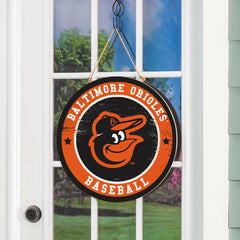 Baltimore Orioles Round Door Décor with Hanging Rope, 18x18, MLB, Home
