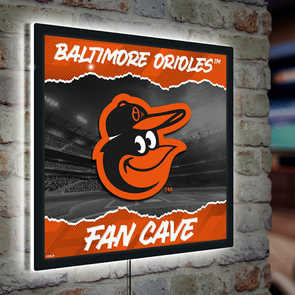 Baltimore Orioles 23"H x 23"L LED Wall Decor, Edgelite, Square, MLB, Home