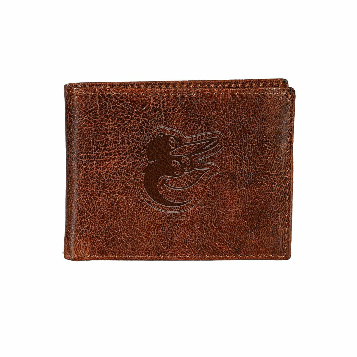 Baltimore Orioles, Embossed 100% Genuine Tumbled Leather Passcase Bi-F, MLB, Home