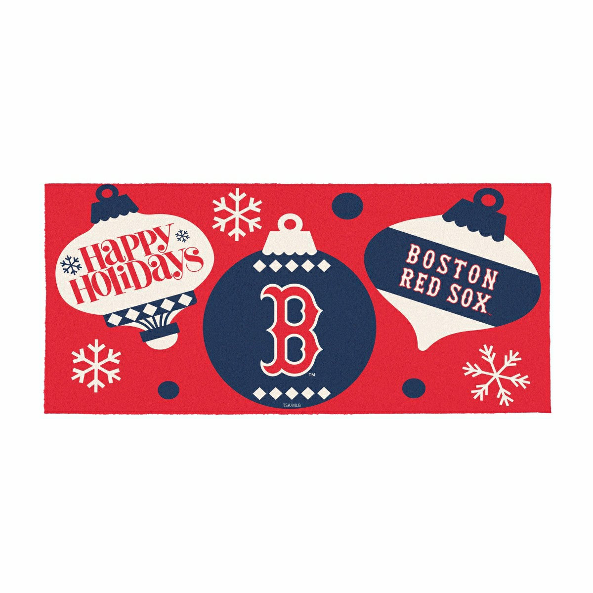 Boston Red Sox Holiday Flocked Coir Sassafras Switch Mat, 22"x10", MLB