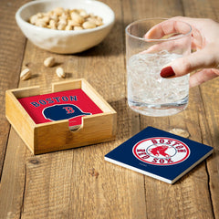 Boston Red Sox Ceramic Coasters Set, 4pcs with Wood Caddy, MLB, Home