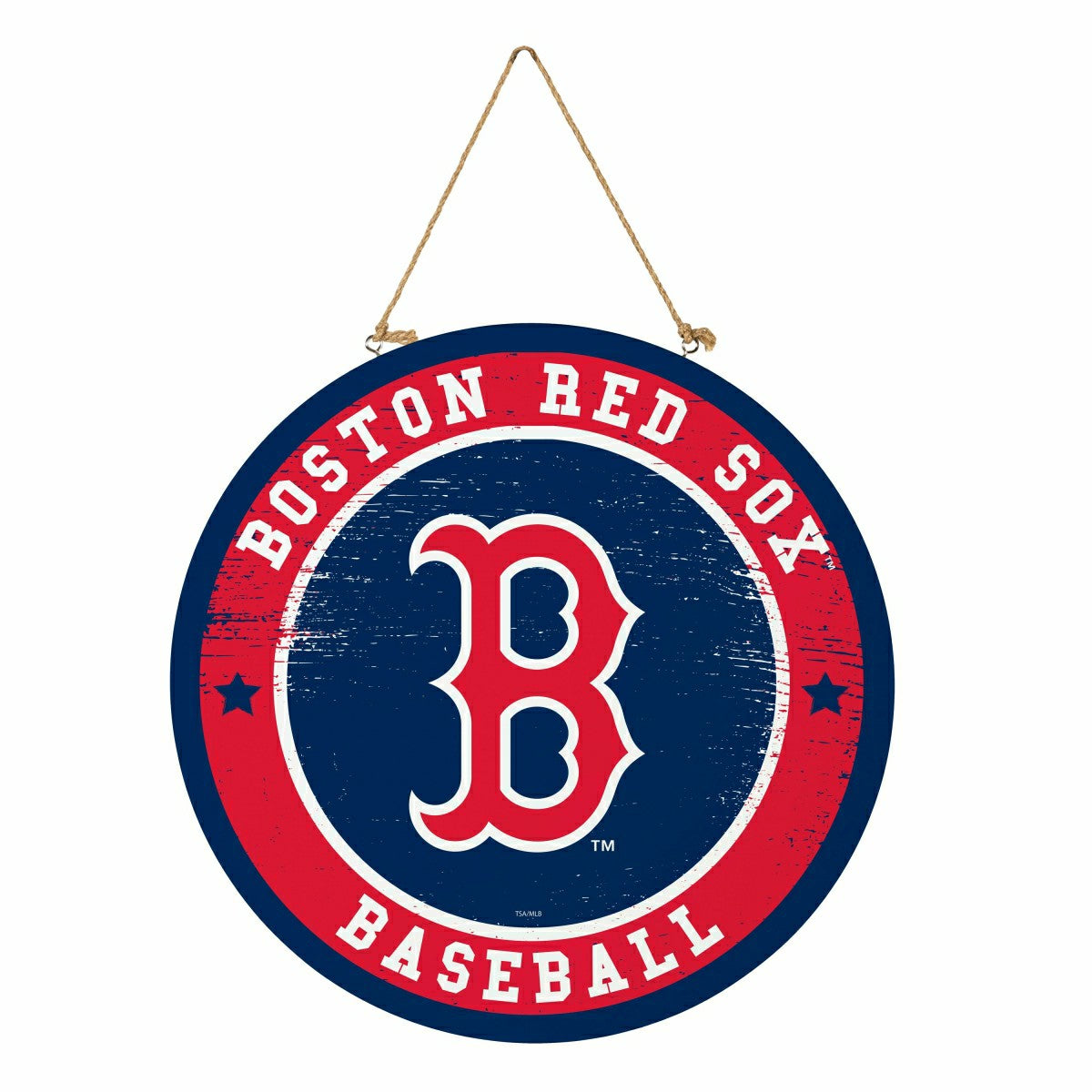 Boston Red Sox Round Door Décor with Hanging Rope, 18x18, MLB, Home