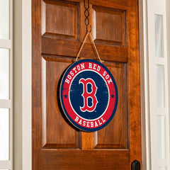 Boston Red Sox Round Door Décor with Hanging Rope, 18x18, MLB, Home
