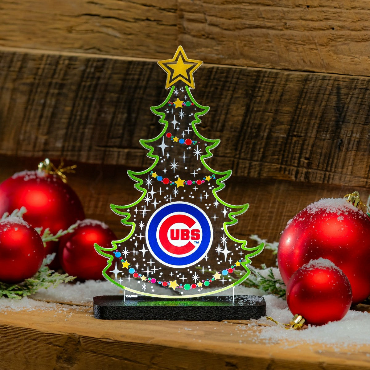 Chicago Cubs Baseball Holiday Tree Desklite LED Decor, MLB, Home