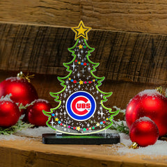 Chicago Cubs Baseball Holiday Tree Desklite LED Decor, MLB, Home