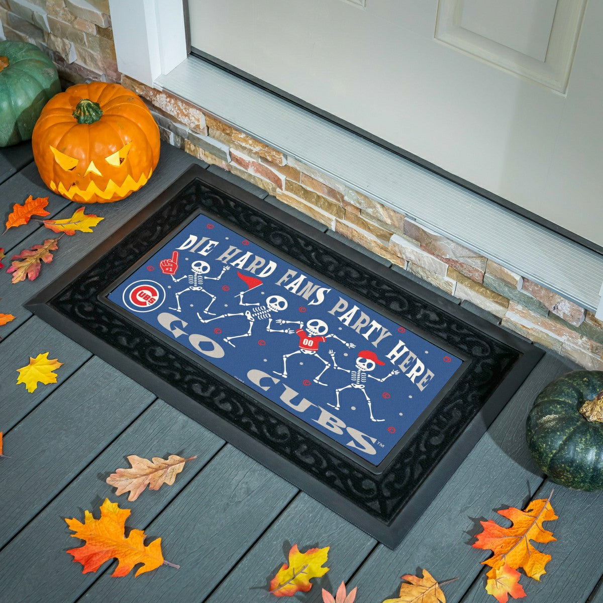 Chicago Cubs Flocked Coir Halloween Sassafras Switch Mat, 22"x10", MLB