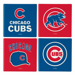Chicago Cubs Ceramic Coasters Set, 4pcs with Wood Caddy, MLB, Home