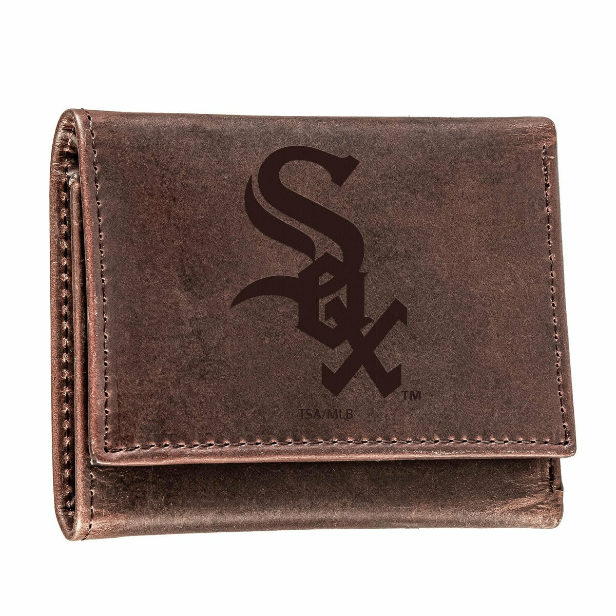 Chicago White Sox Tri-Fold Wallet Brown 100% Genuine Leather, MLB, Home