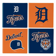 Detroit Tigers Ceramic Coasters Set, 4pcs with Wood Caddy, MLB, Home