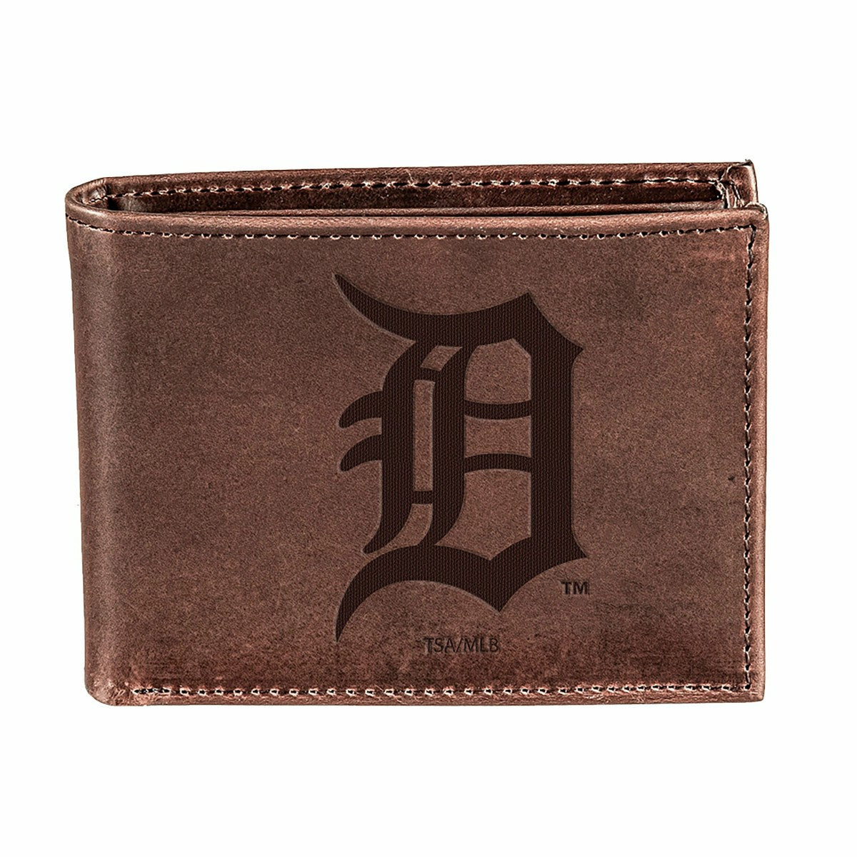 Detroit Tigers Bi-Fold Wallet Brown 100% Genuine Leather, MLB, Home