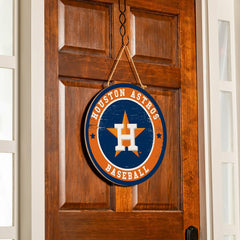 Houston Astros Round Door Décor with Hanging Rope, 18x18, MLB, Home