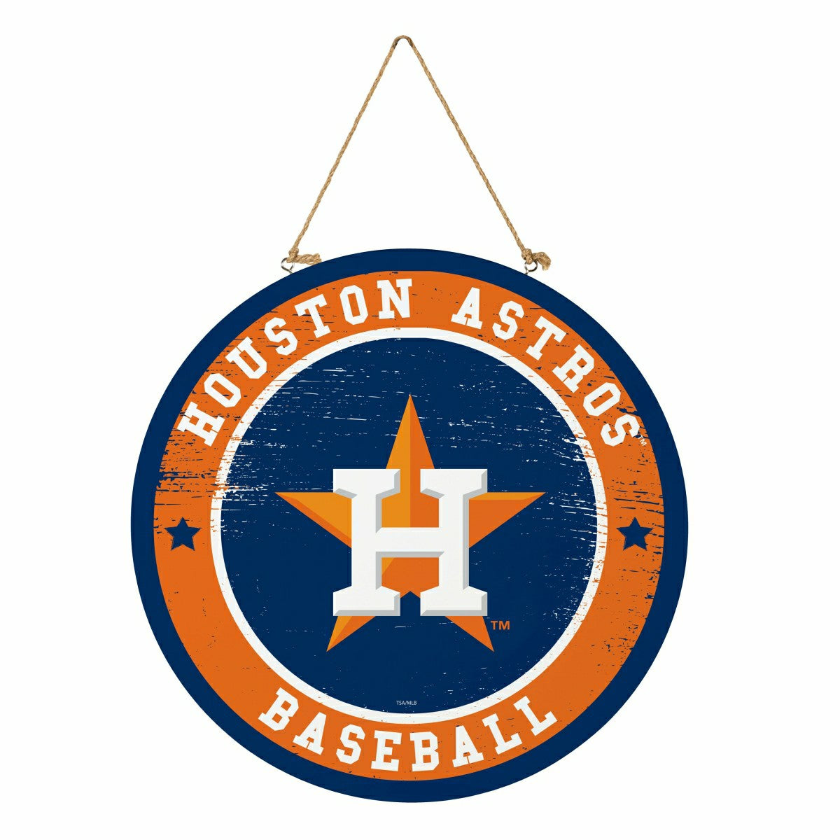 Houston Astros Round Door Décor with Hanging Rope, 18x18, MLB, Home