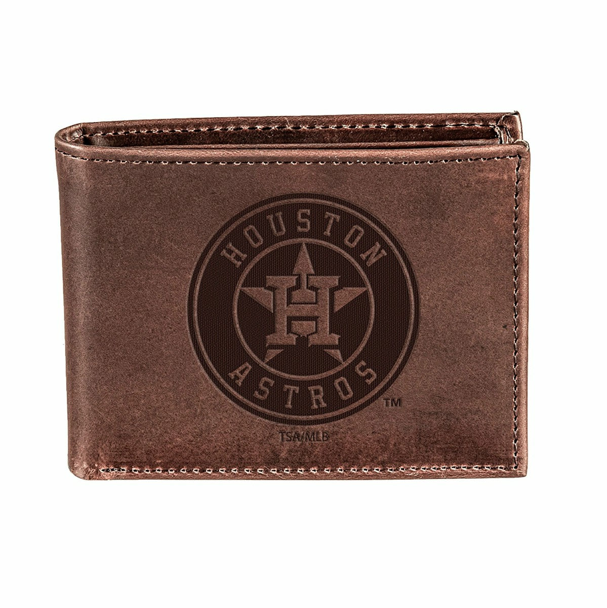 Houston Astros Bi-Fold Wallet Brown 100% Genuine Leather, MLB, Home