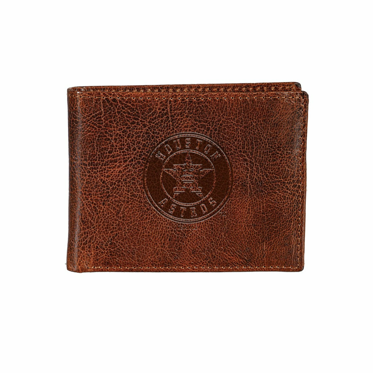 Houston Astros, Embossed 100% Genuine Tumbled Leather Passcase Bi-Fold, MLB, Home
