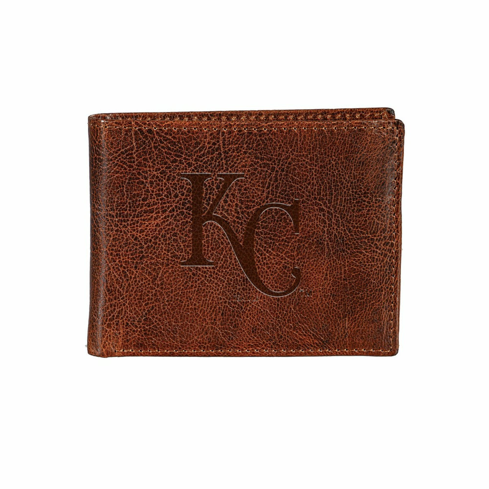 Kansas City Royals, Embossed 100% Genuine Tumbled Leather Passcase Bi-, MLB, Home
