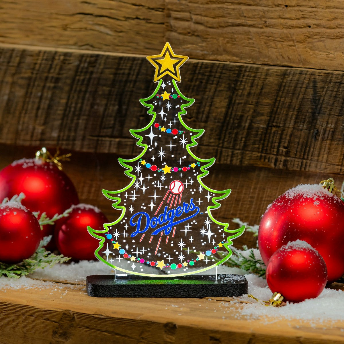 Los Angeles Dodgers Baseball Holiday Tree Desklite LED Decor, MLB, Home