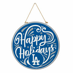 Los Angeles Dodgers Holiday Round Door Décor with Hanging Rope, 18x18, MLB, Home