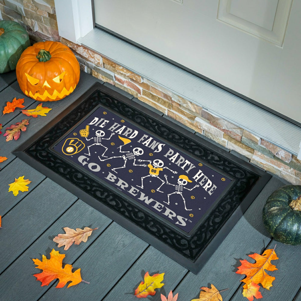 Milwaukee Brewers Flocked Coir Halloween Sassafras Switch Mat, 22"x10", MLB