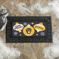 Milwaukee Brewers Holiday Flocked Coir Sassafras Switch Mat, 22"x10", MLB