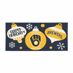 Milwaukee Brewers Holiday Flocked Coir Sassafras Switch Mat, 22"x10", MLB