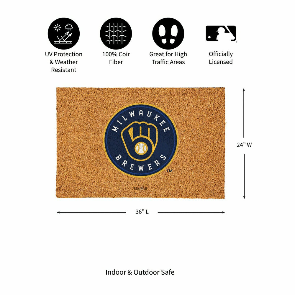 Milwaukee Brewers Large Full Color Coir Mat, 36"x24", MLB