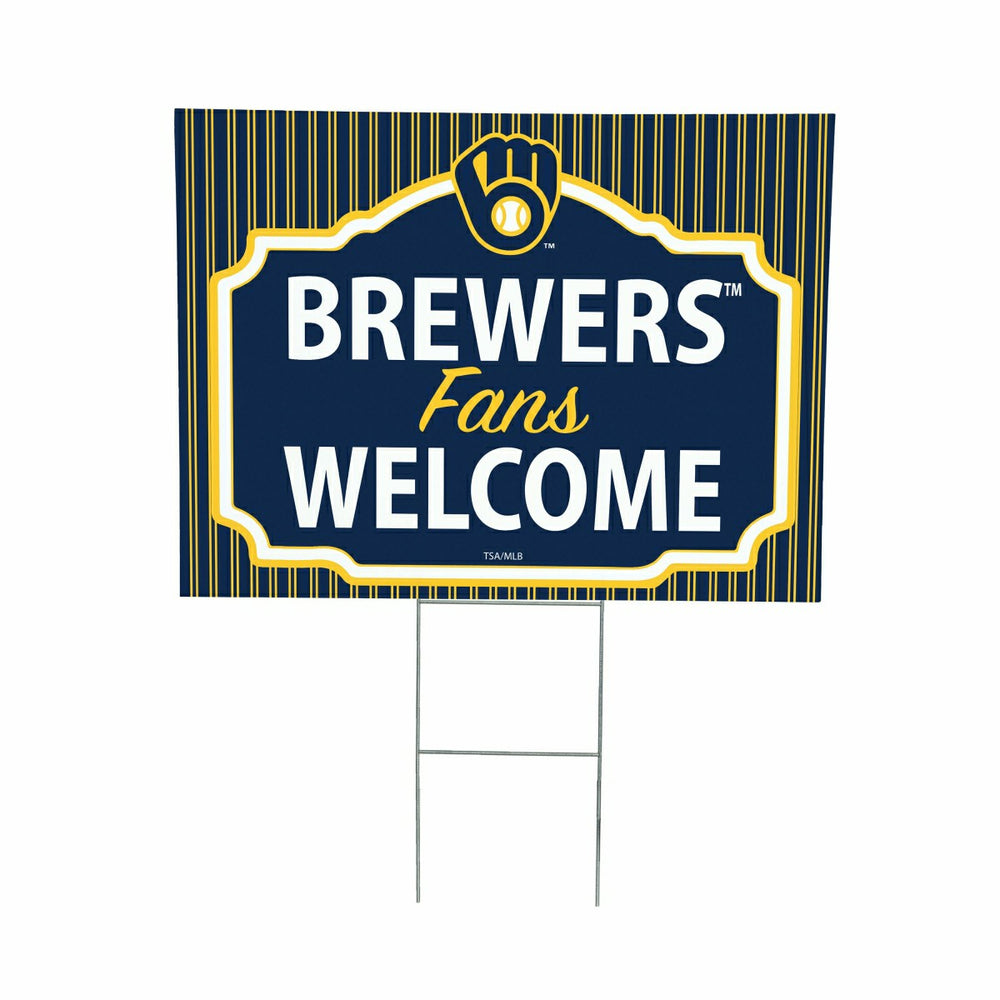 Milwaukee Brewers Coroplast Yard Sign, "Fans Welcome", MLB, Home