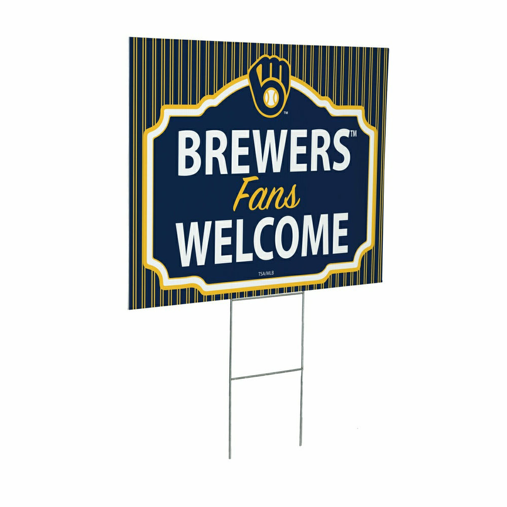 Milwaukee Brewers Coroplast Yard Sign, "Fans Welcome", MLB, Home