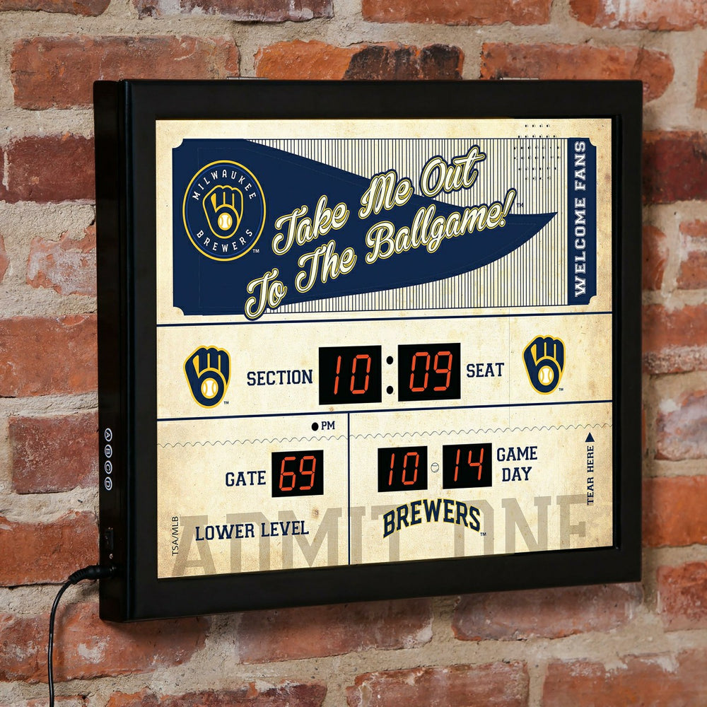 Scoreboard Wall Clock, Milwaukee Brewers, MLB, Home