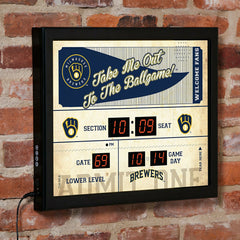 Scoreboard Wall Clock, Milwaukee Brewers, MLB, Home