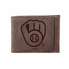 Milwaukee Brewers Front Pocket Wallet w/ RFID Blocking Brown, MLB, Home