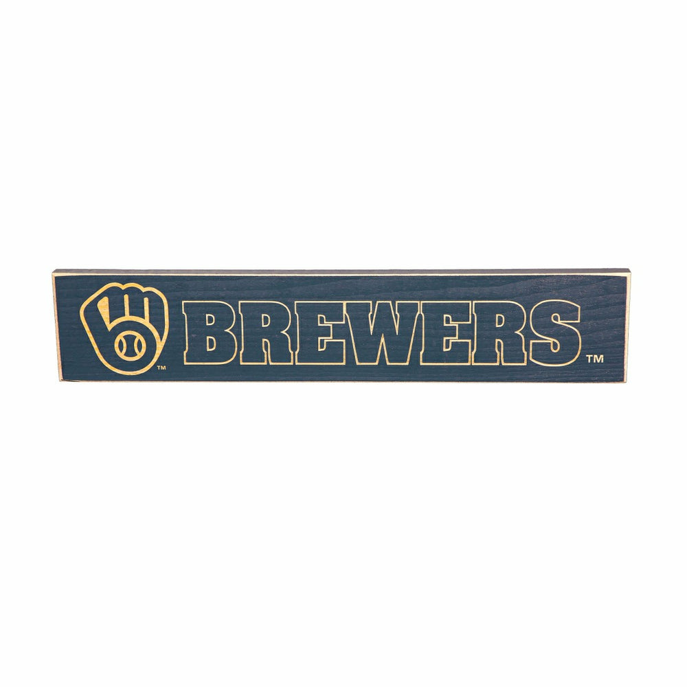 Milwaukee Brewers Engraved Wood Sign, 3.5" x 18", MLB, Home