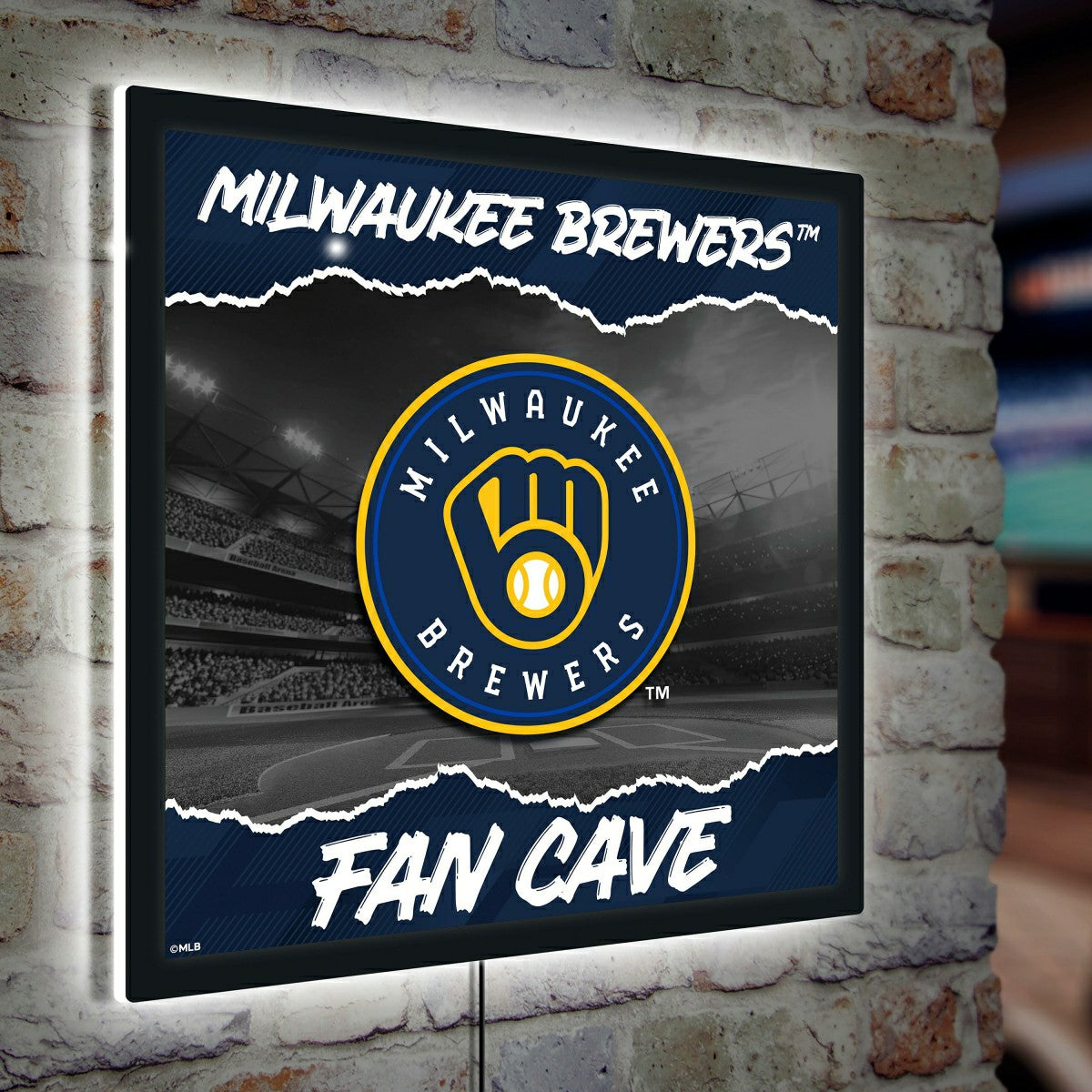 Milwaukee Brewers 23"H x 23"L LED Wall Decor, Edgelite, Square, MLB, Home