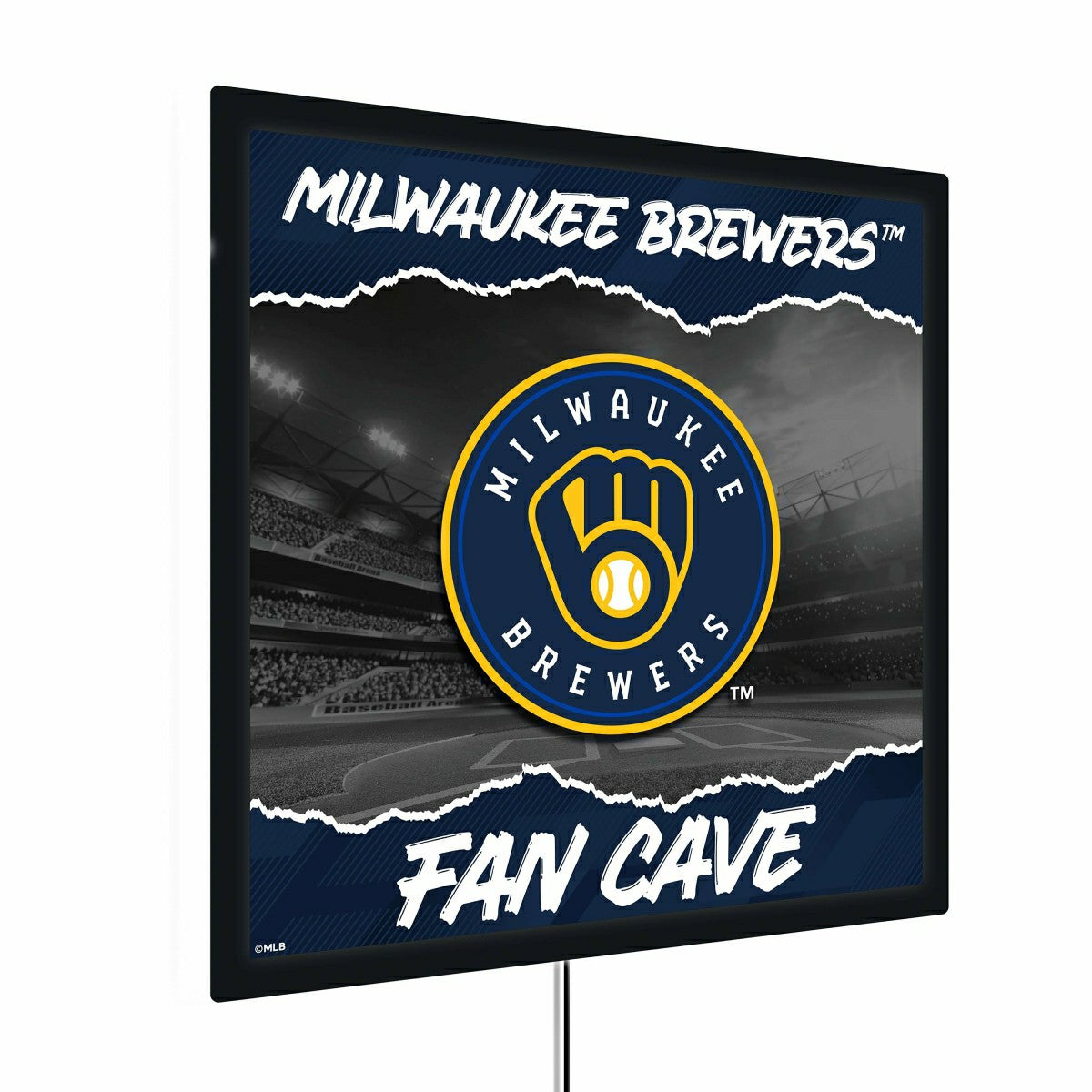 Milwaukee Brewers 23"H x 23"L LED Wall Decor, Edgelite, Square, MLB, Home