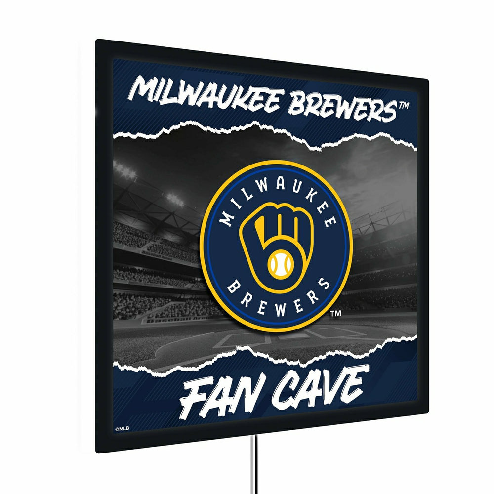 Milwaukee Brewers 23"H x 23"L LED Wall Decor, Edgelite, Square, MLB, Home