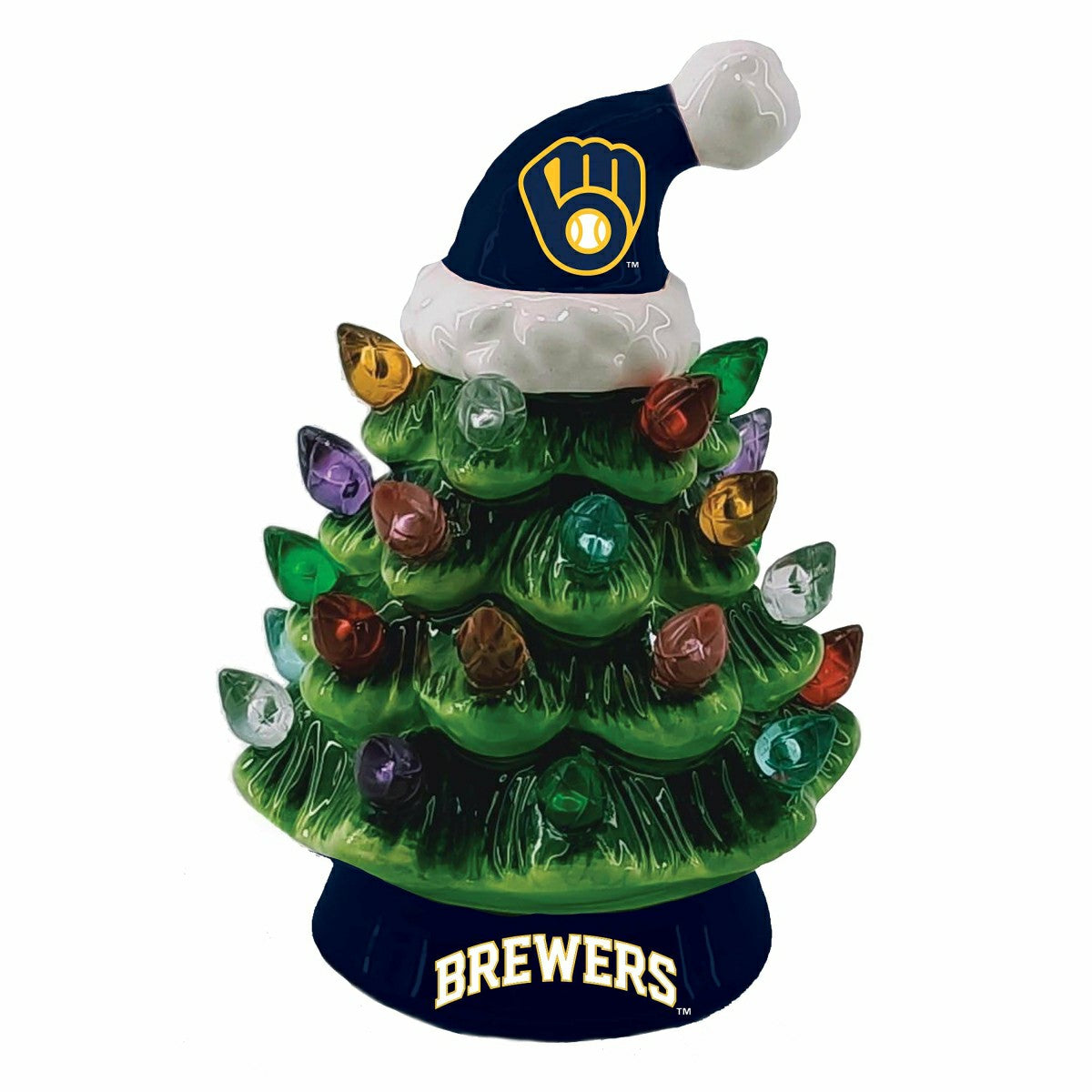 Milwaukee Brewers 8" LED Ceramic Christmas Tree, MLB, Home