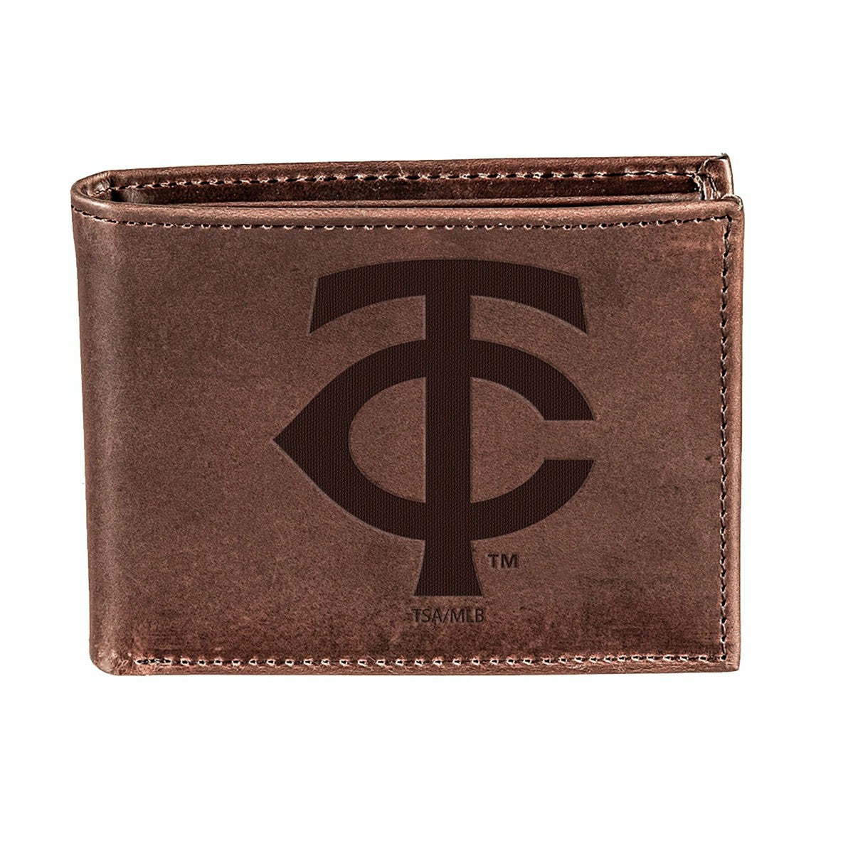 Minnesota Twins Bi-Fold Wallet Brown 100% Genuine Leather, MLB, Home