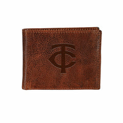 Minnesota Twins, Embossed 100% Genuine Tumbled Leather Passcase Bi-Fol, MLB, Home