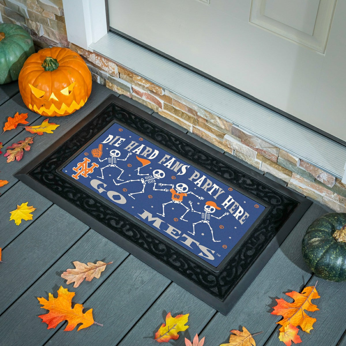 New York Mets Flocked Coir Halloween Sassafras Switch Mat, 22"x10", MLB