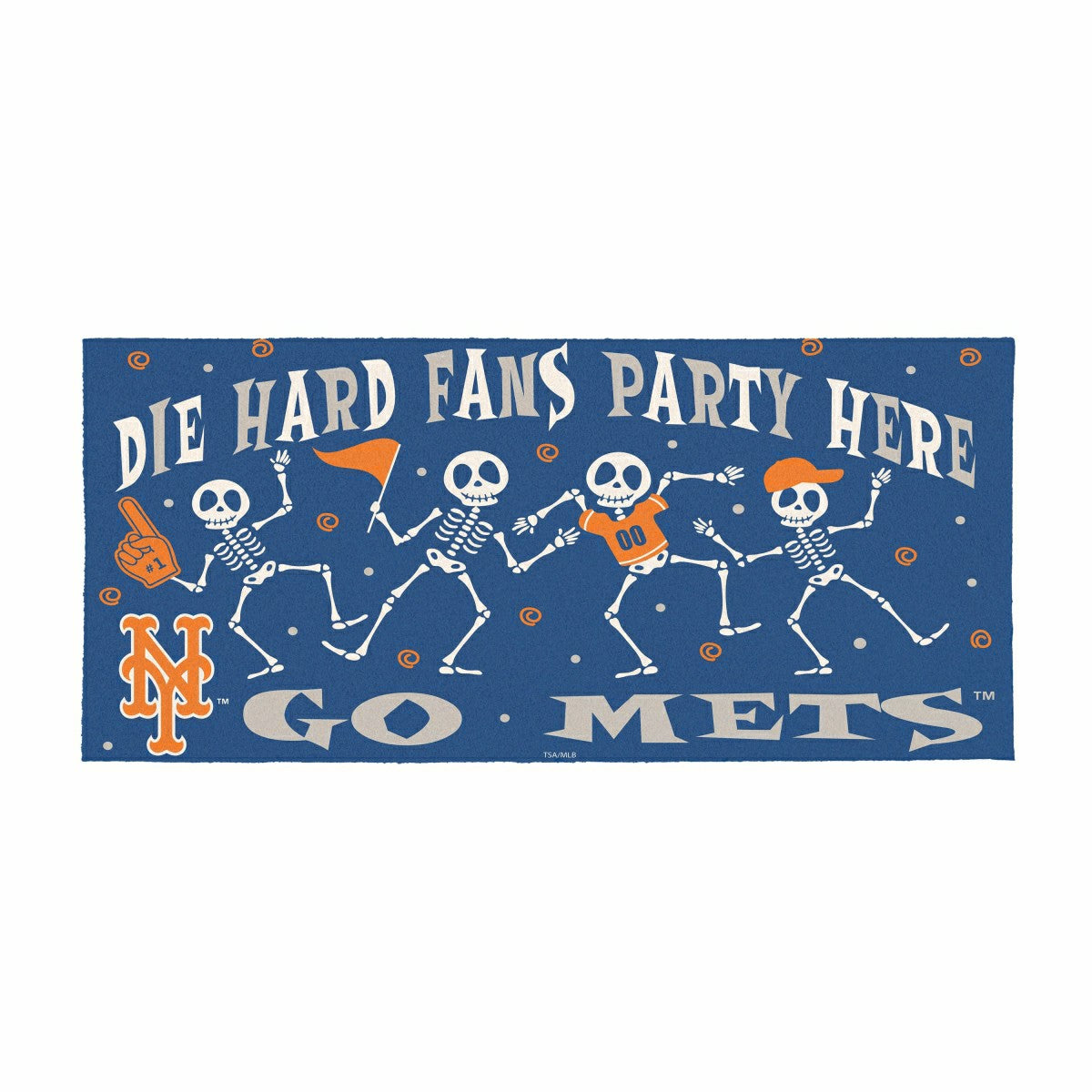 New York Mets Flocked Coir Halloween Sassafras Switch Mat, 22"x10", MLB