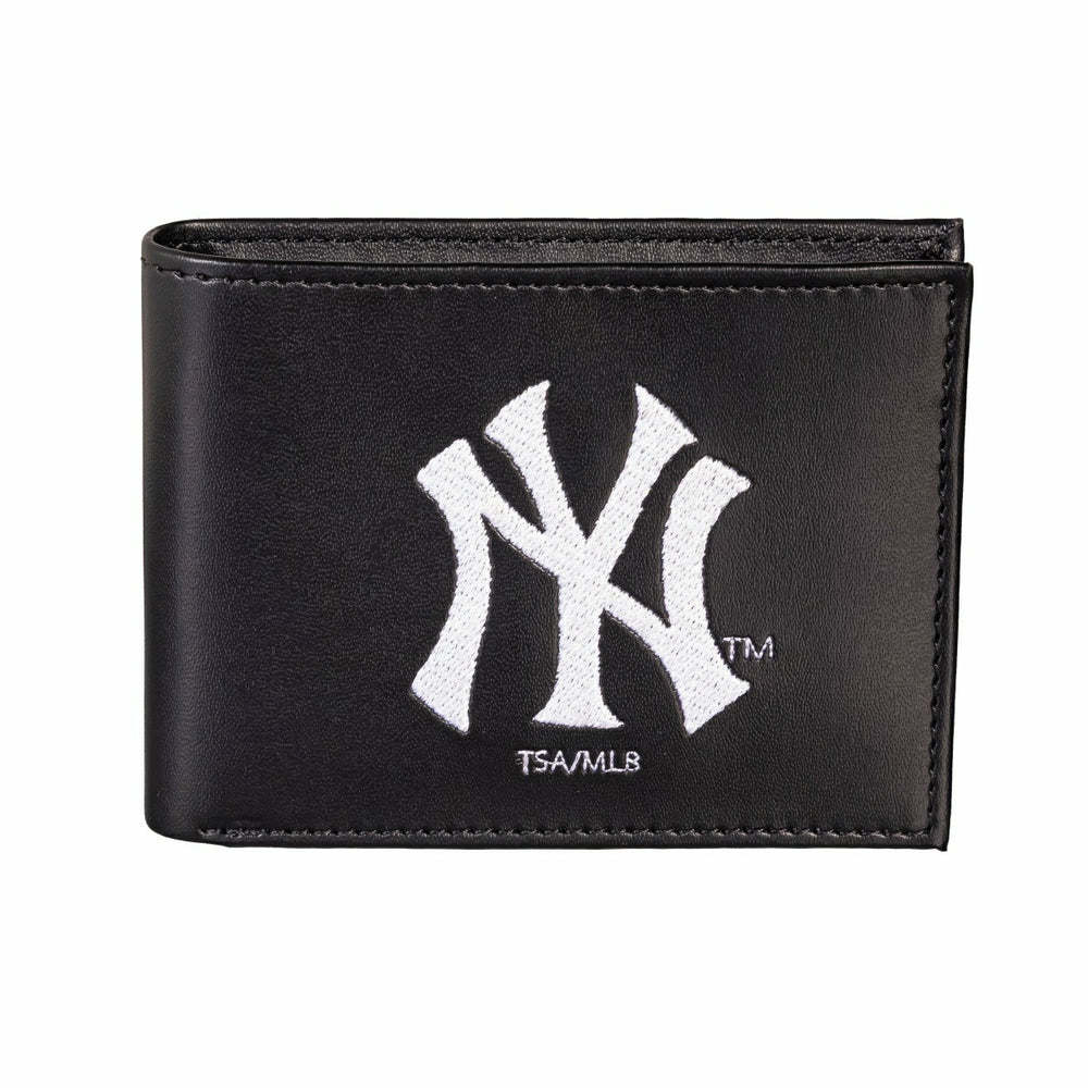 New York Yankees Black Bi-Fold Embroidered Wallet w/ RFID Blocking, MLB, Home