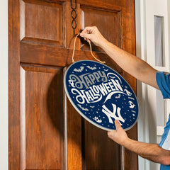 New York Yankees Halloween Round Door Décor with Hanging Rope, 18x18, MLB, Home