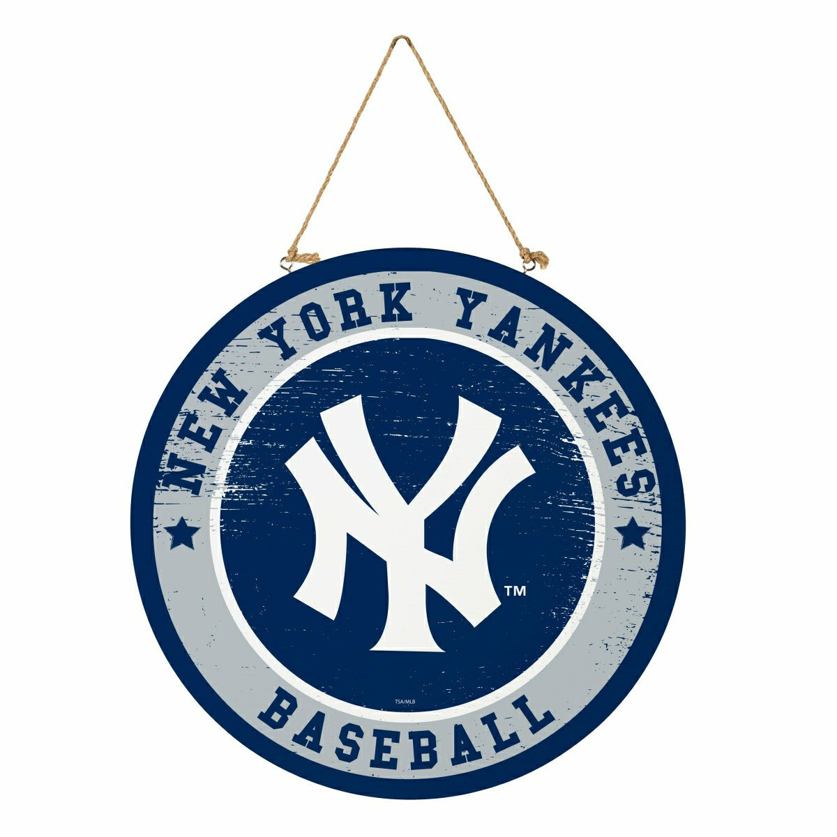 New York Yankees Round Door Décor with Hanging Rope, 18x18, MLB, Home