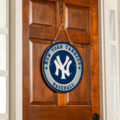 New York Yankees Round Door Décor with Hanging Rope, 18x18, MLB, Home