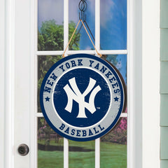 New York Yankees Round Door Décor with Hanging Rope, 18x18, MLB, Home