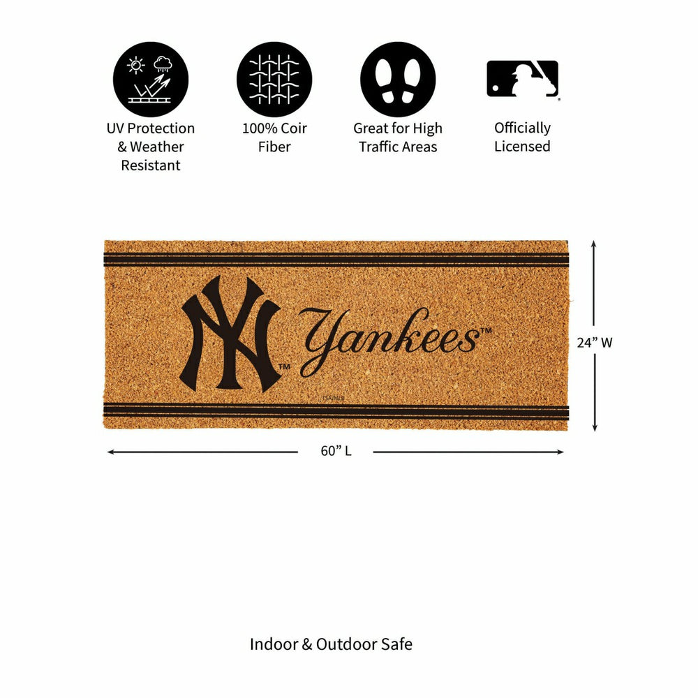 NY Yankees Extra Large One Color Coir Mat, 60"x24", MLB
