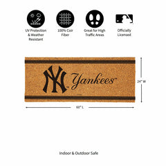 NY Yankees Extra Large One Color Coir Mat, 60"x24", MLB